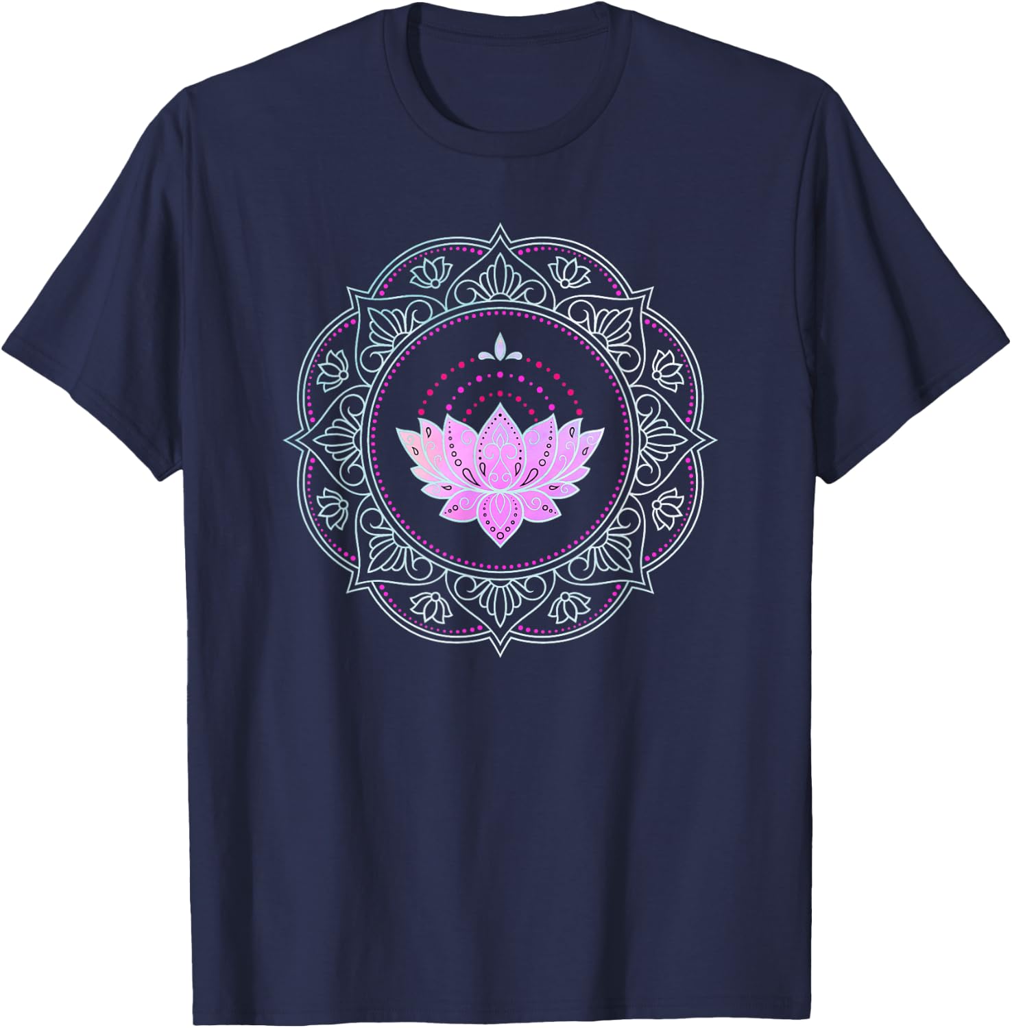 Mandala Yoga Lotus Design Lotus Flower Lotus flower T-Shirt - T-Shirt | Navy