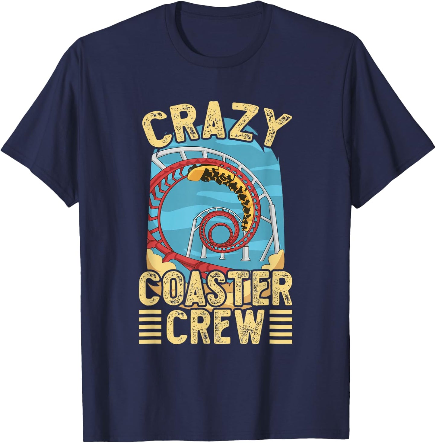 Cool Roller Coaster Design Theme Park , Black, Small T-Shirt - T-Shirt | Navy