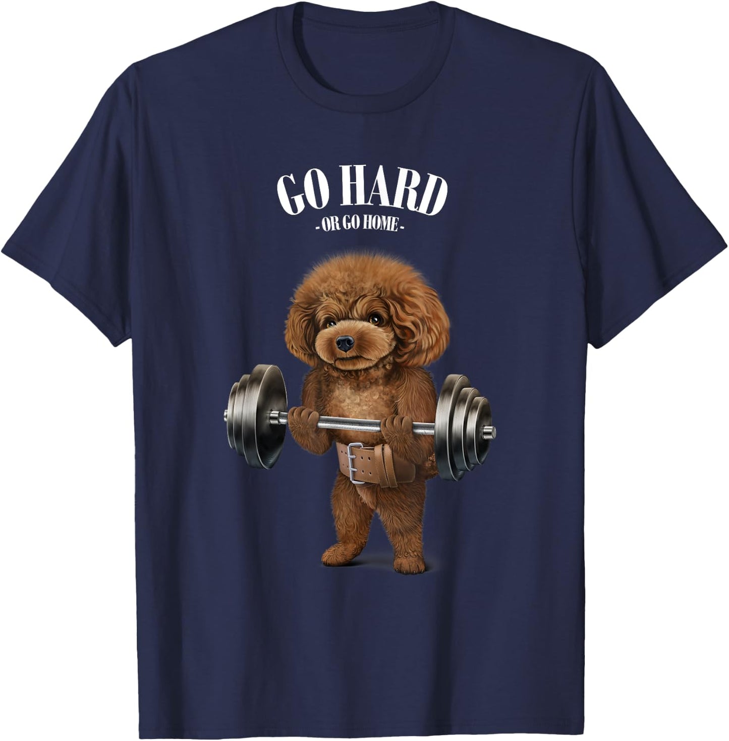 Poodle Dog Weightlifting in Fitness Gym T-Shirt - T-Shirt | Navy