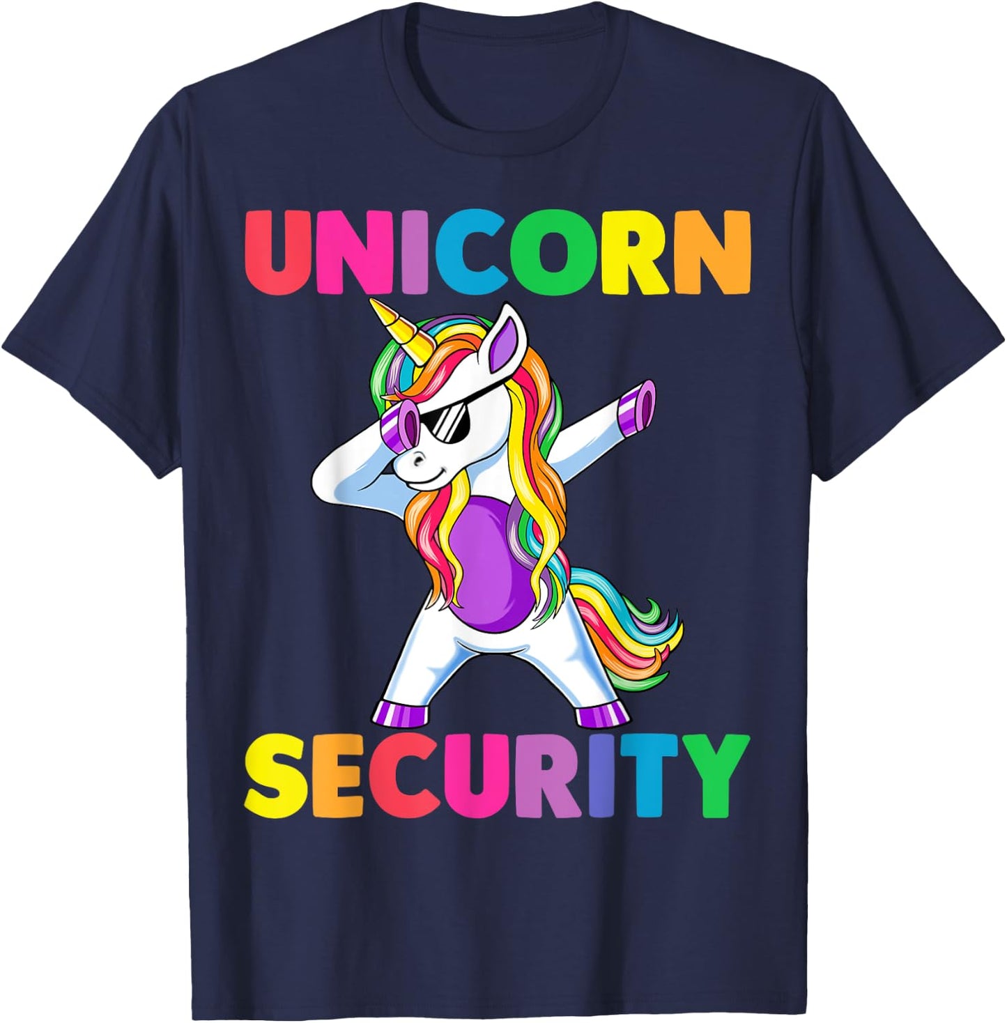 Halloween Dad Mom Daughter Adult Costume, Unicorn Security T-Shirt - T-Shirt | Navy
