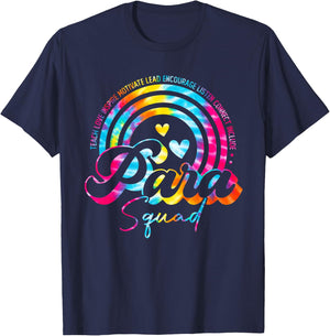 Teach Love Tie Dye Rainbow Para Squad Back To School T-Shirt - T-Shirt | Navy