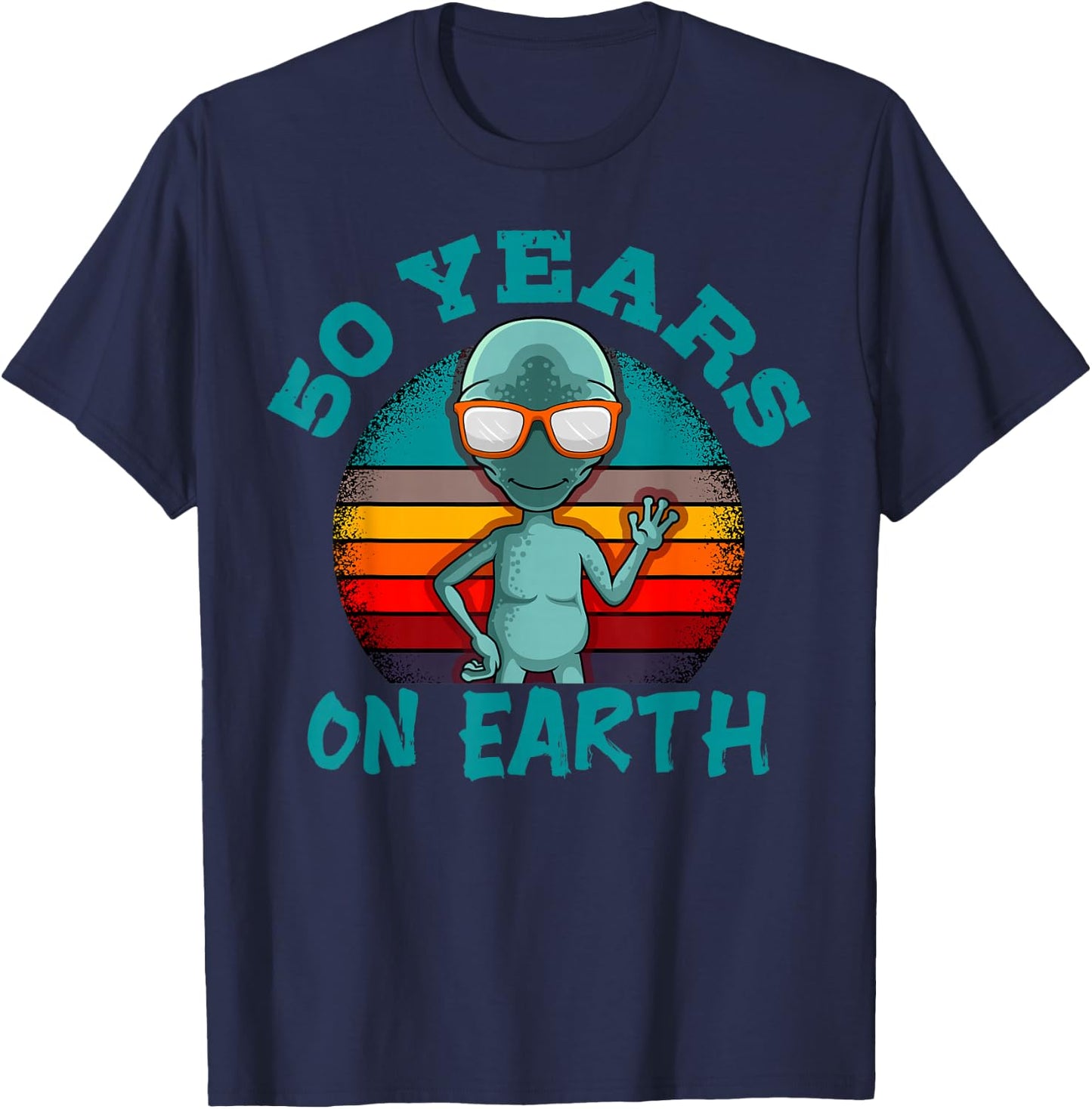 Alien 50th Birthday Party UFO Space Galaxy Traveler Cosmos T-Shirt - T-Shirt | Navy