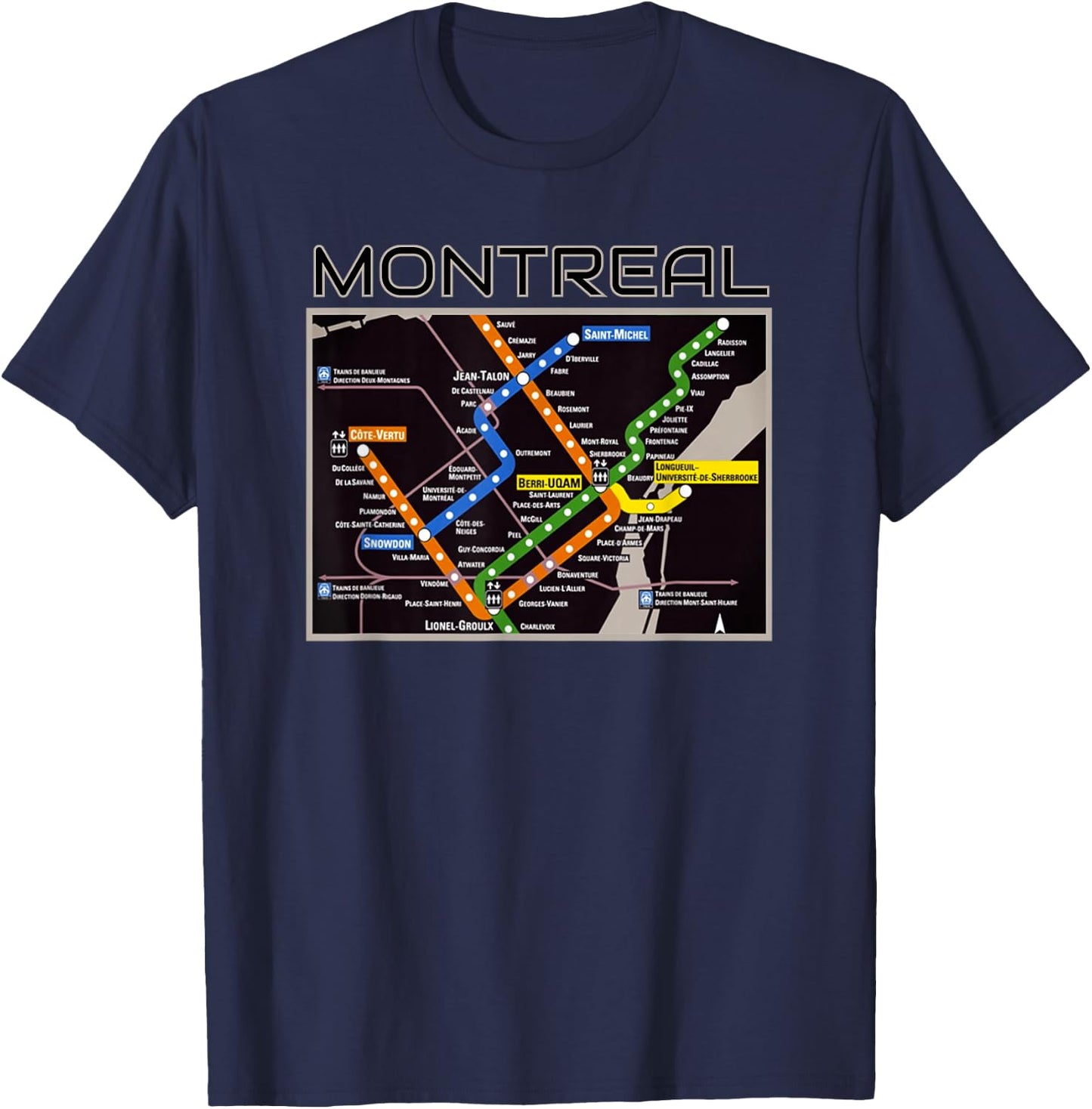 Montreal Transit Metro Art Canadian Heritage Love Canada Map T-Shirt - T-Shirt | Navy