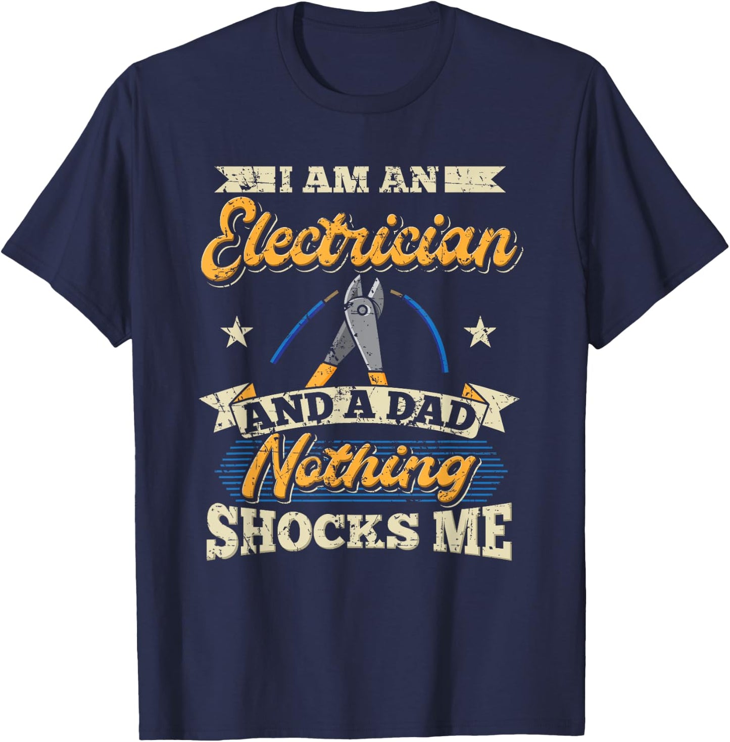 Electrician Dad Electrical Worker Journeyman Wireman Vintage T-Shirt - T-Shirt | Navy