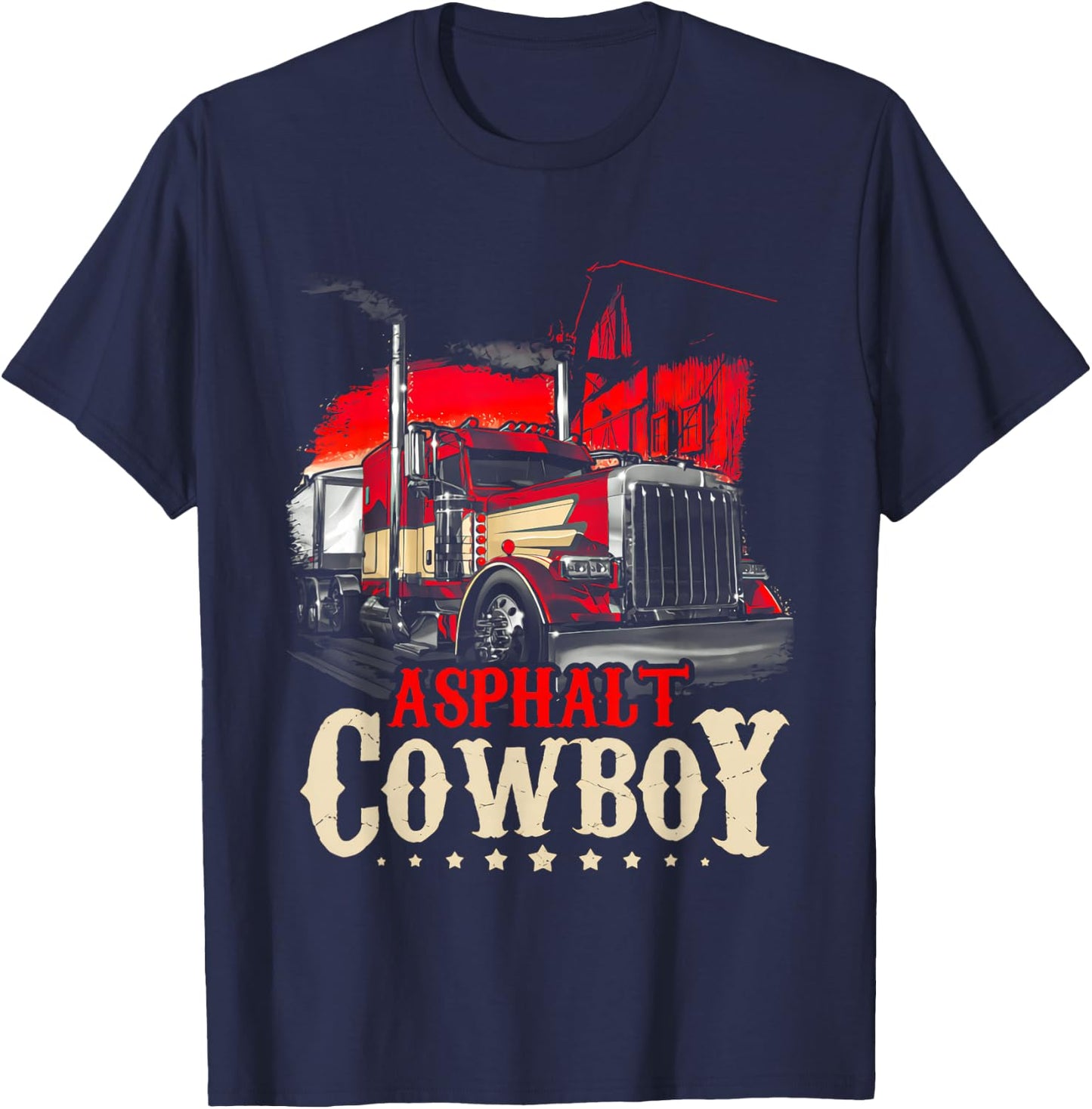 Asphalt Cowboy Trucker T-Shirt - T-Shirt | Navy