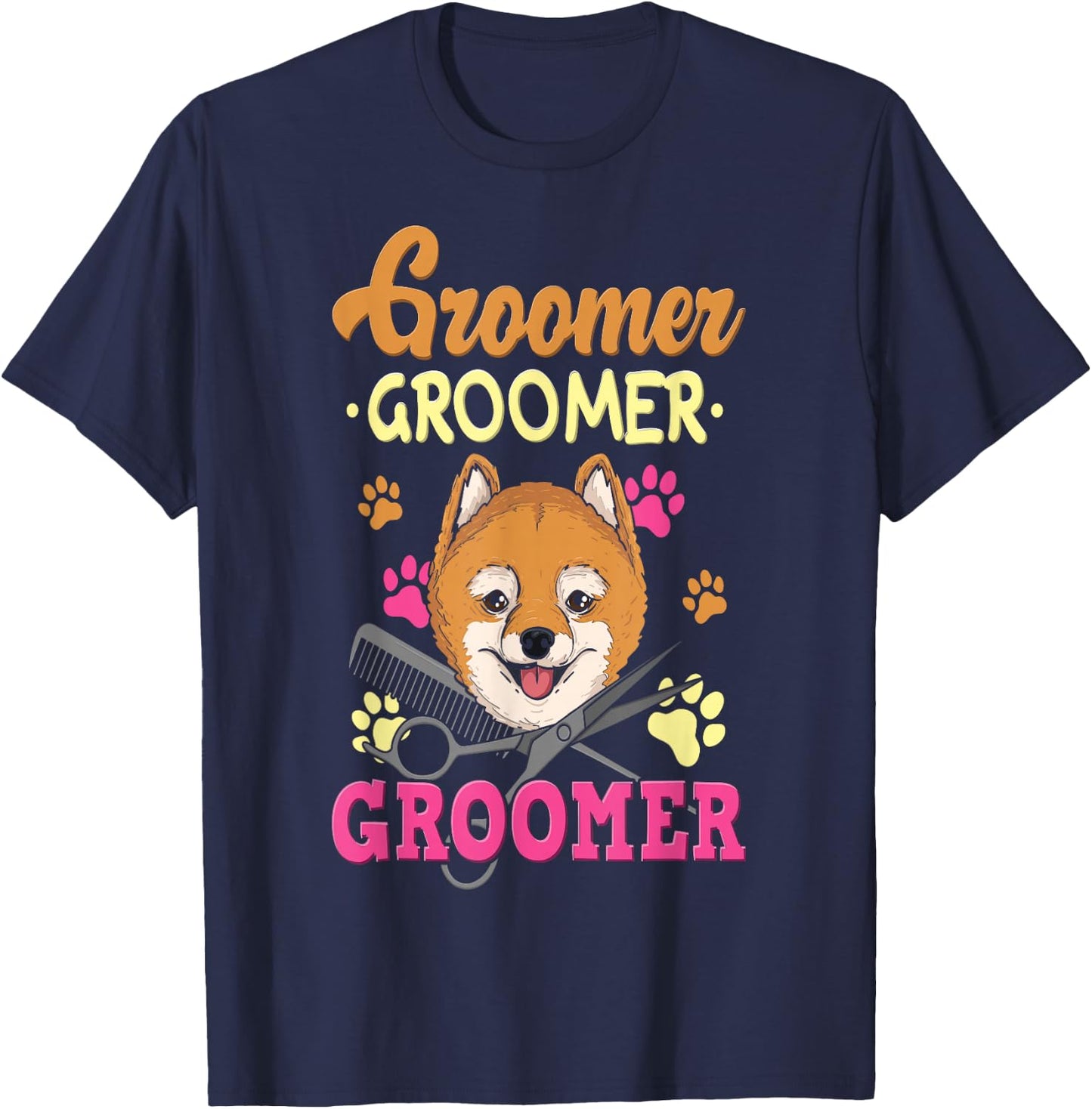 Pet Groomer I Dog Grooming Uniform I Dog Groomer T-Shirt - T-Shirt | Navy