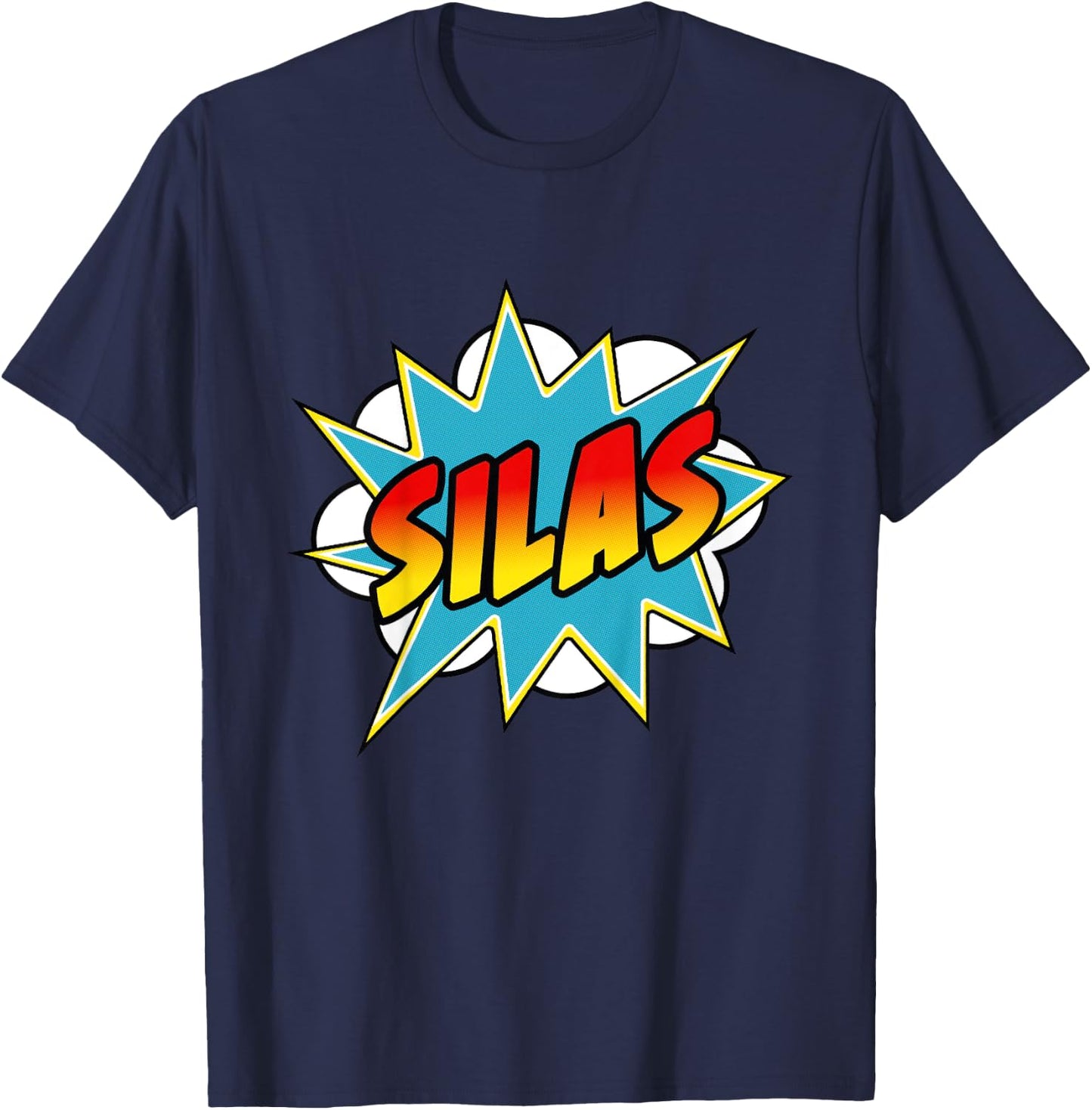 Kids Boys Silas Name Comic Book Superhero T-Shirt - T-Shirt | Navy