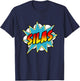 Kids Boys Silas Name Comic Book Superhero T-Shirt - T-Shirt | Navy