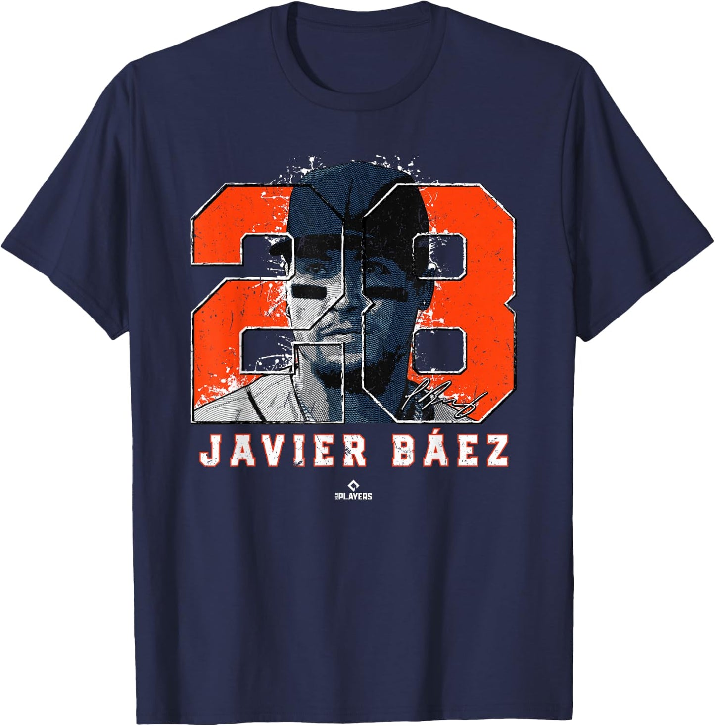Javier Baez Silhouette Detroit Michigan MLBPA T-Shirt - T-Shirt | Navy