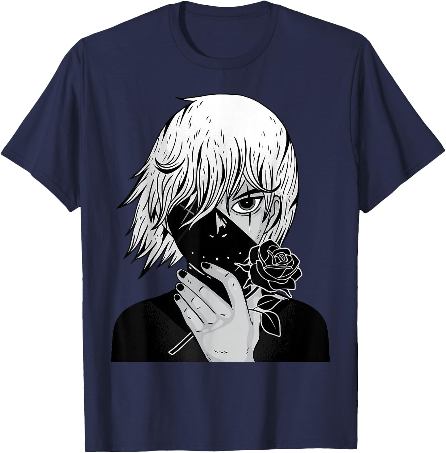 Alt Aesthetic - Black Roses - Manga - Anime - Vaporwave T-Shirt - T-Shirt | Navy