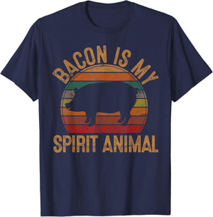 Bacon is My Spirit Animal Gift Retro BBQ Costume Pork Grill T-Shirt - T-Shirt | Navy