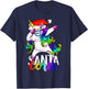 Santacorn Dabbing Unicorn Boys Girls Women Xmas Pajamas T-Shirt - T-Shirt | Navy