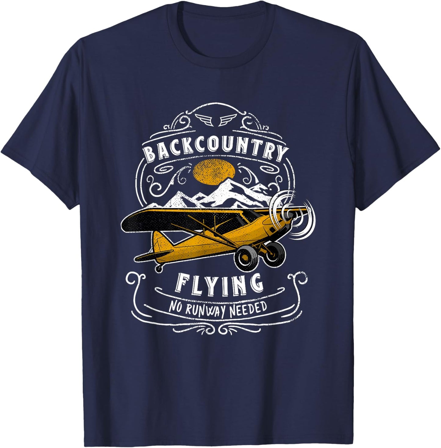 STOL Bush Plane Backcountry Flying Vintage T-Shirt - T-Shirt | Navy