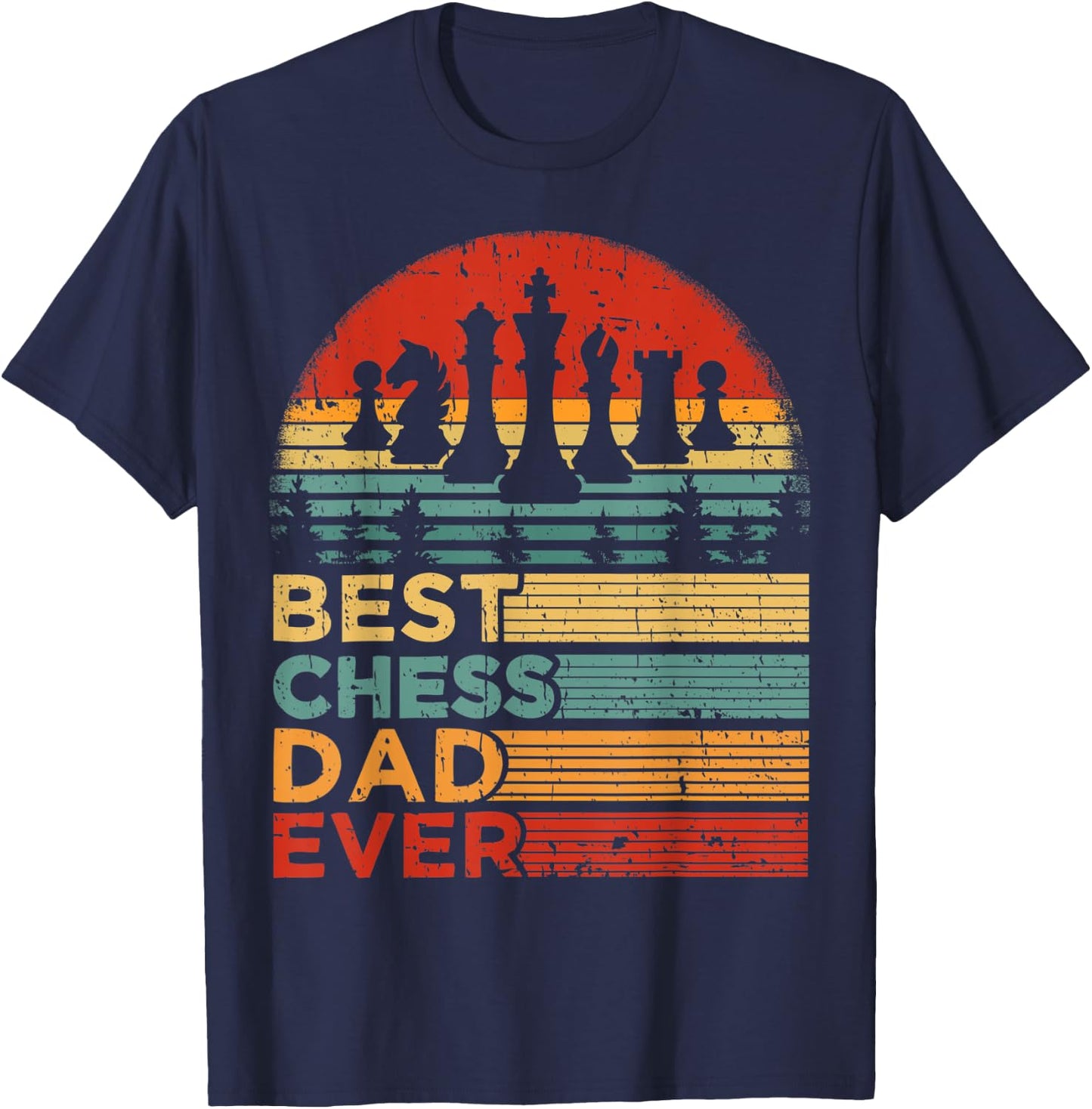Best Chess Dad Ever Funny Vintage Chess Father's Day T-Shirt - T-Shirt | Navy