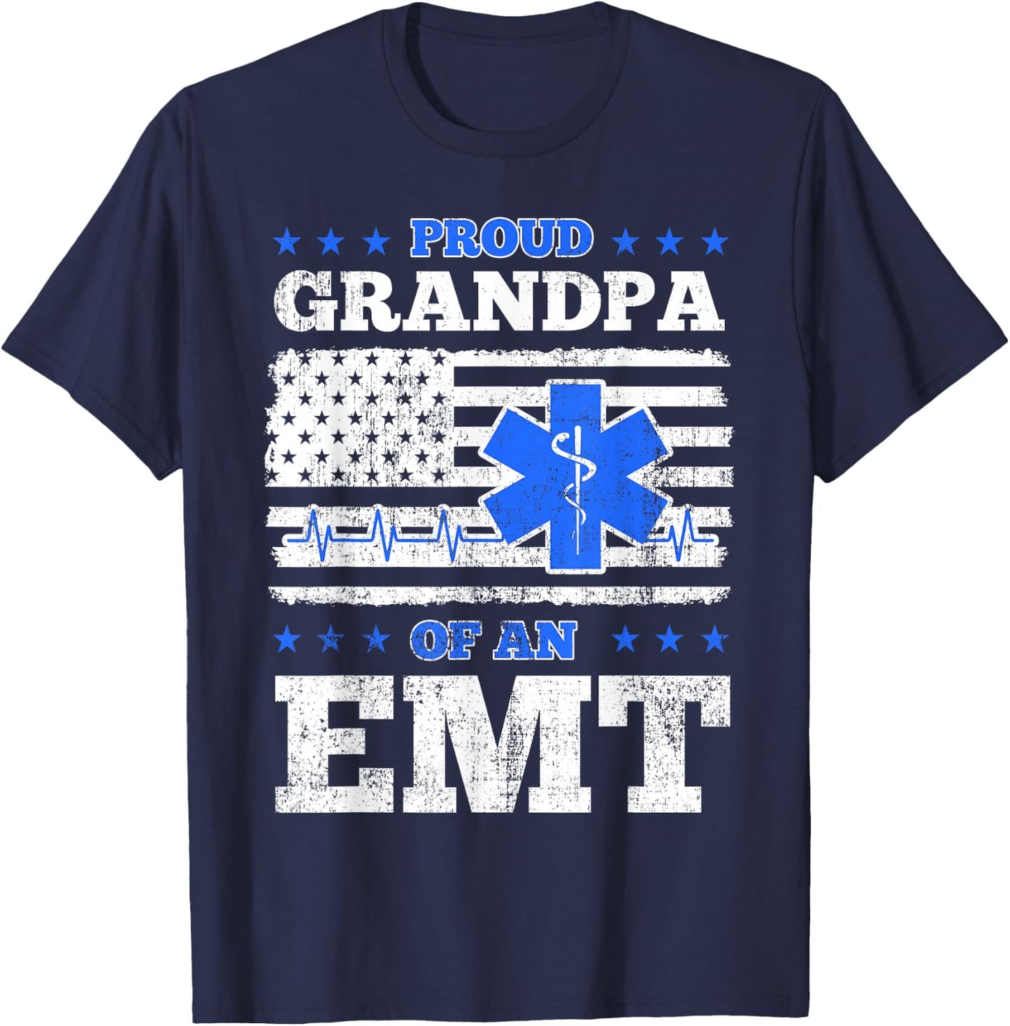 EMT Grandpa Medical Technician EMS Patriotic Indepencece Day T-Shirt - T-Shirt | Navy