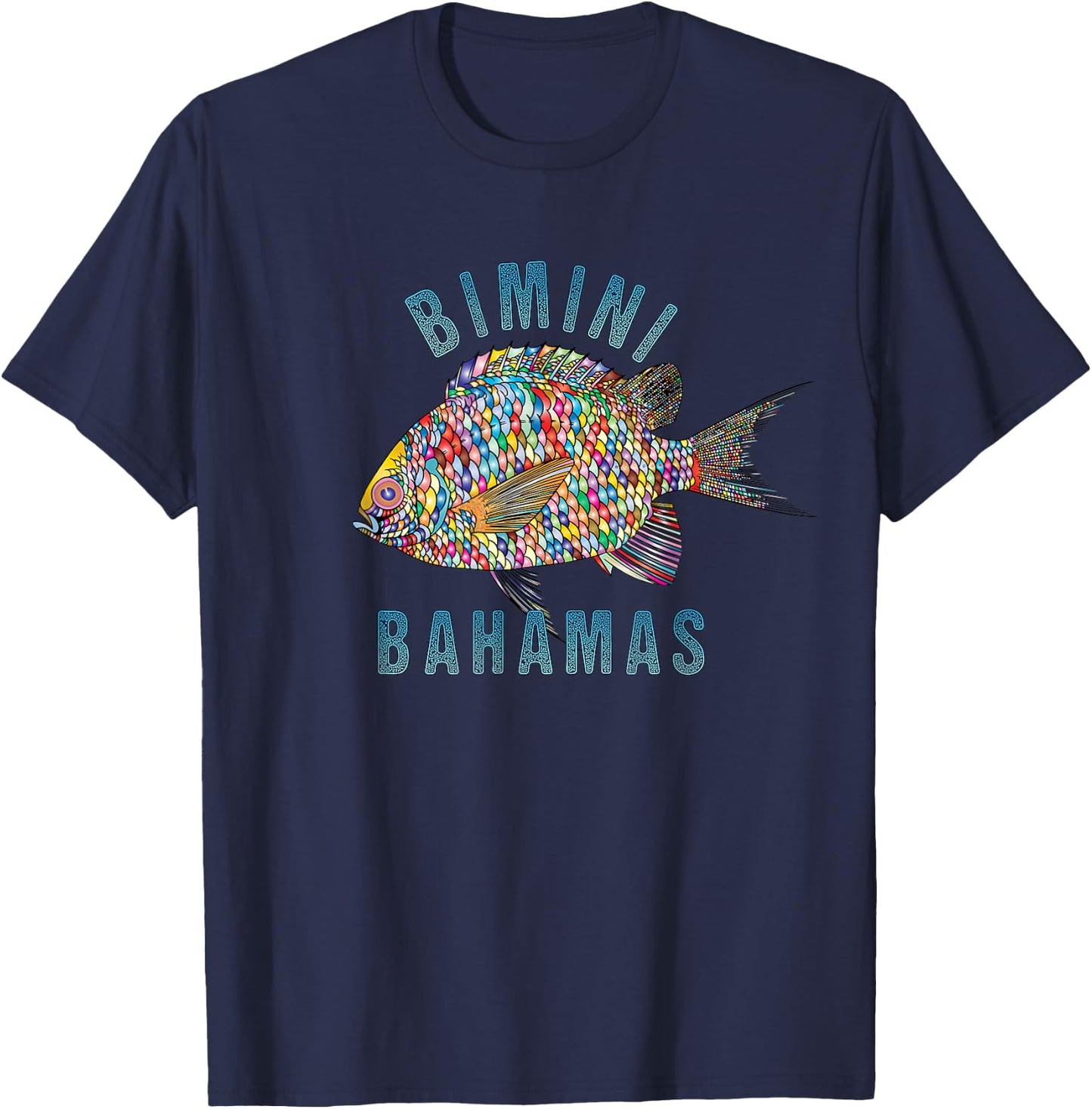 Bimini, Bahamas Beach Design / Souvenir Illustration T-Shirt - T-Shirt | Navy