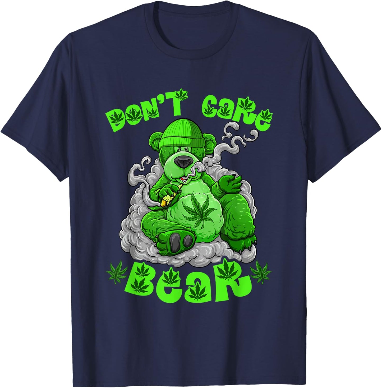 Funny Bear Smoking Weed Cannabis Marijuana 420 Stoner T-Shirt - T-Shirt | Navy