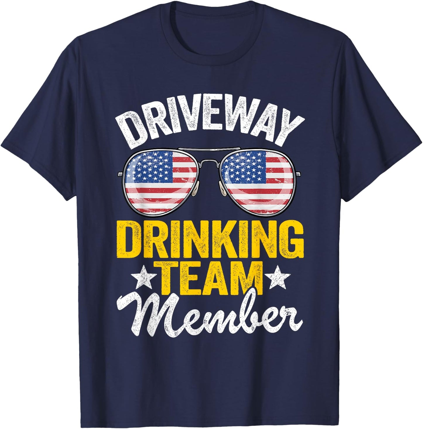 Beer Driveway Drinker US Flag Driveway Drinking Team Member T-Shirt - T-Shirt | Navy