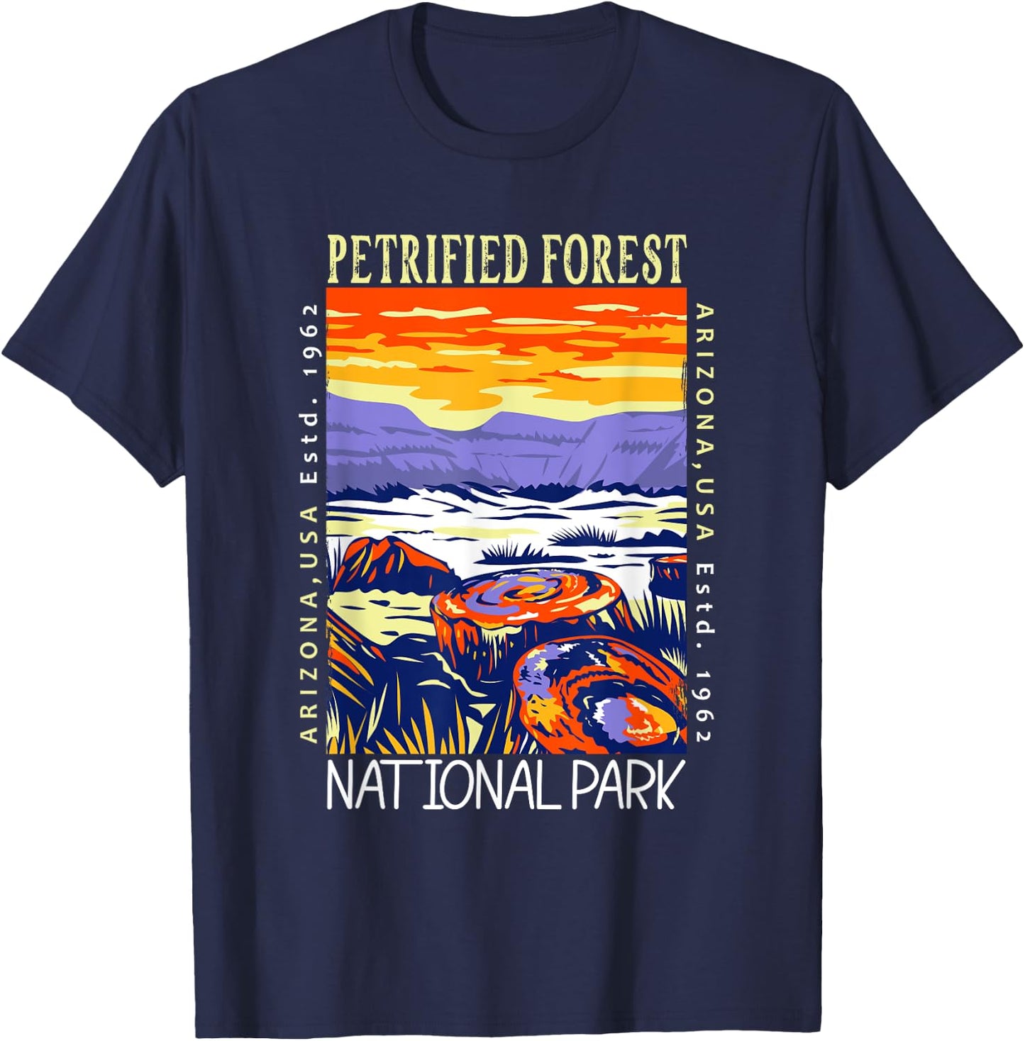 Petrified Forest National Park Arizona Distressed Vintage T-Shirt - T-Shirt | Navy