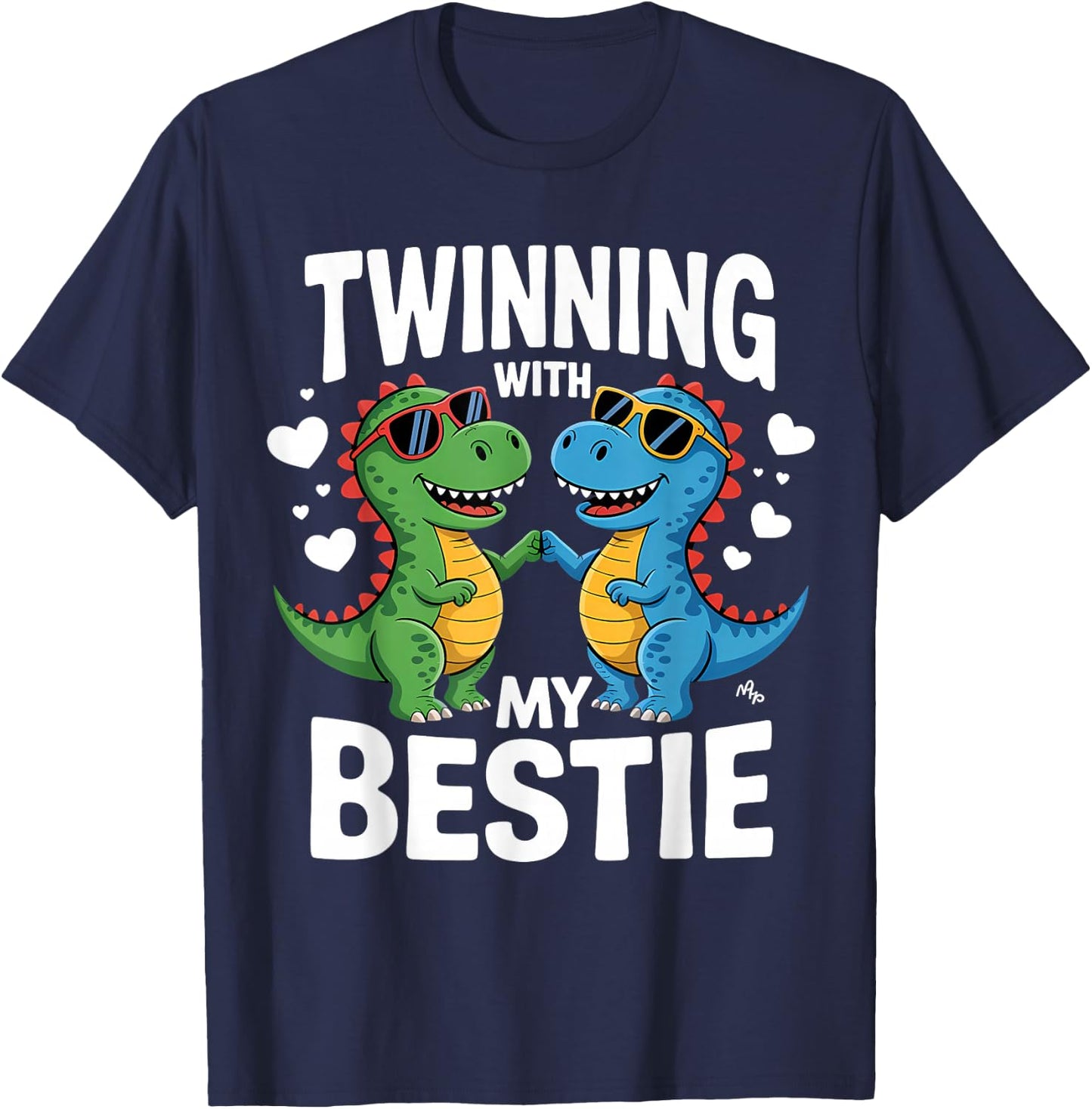Twinning With My Bestie Twins Friends Twin Matching T-Shirt - T-Shirt | Navy
