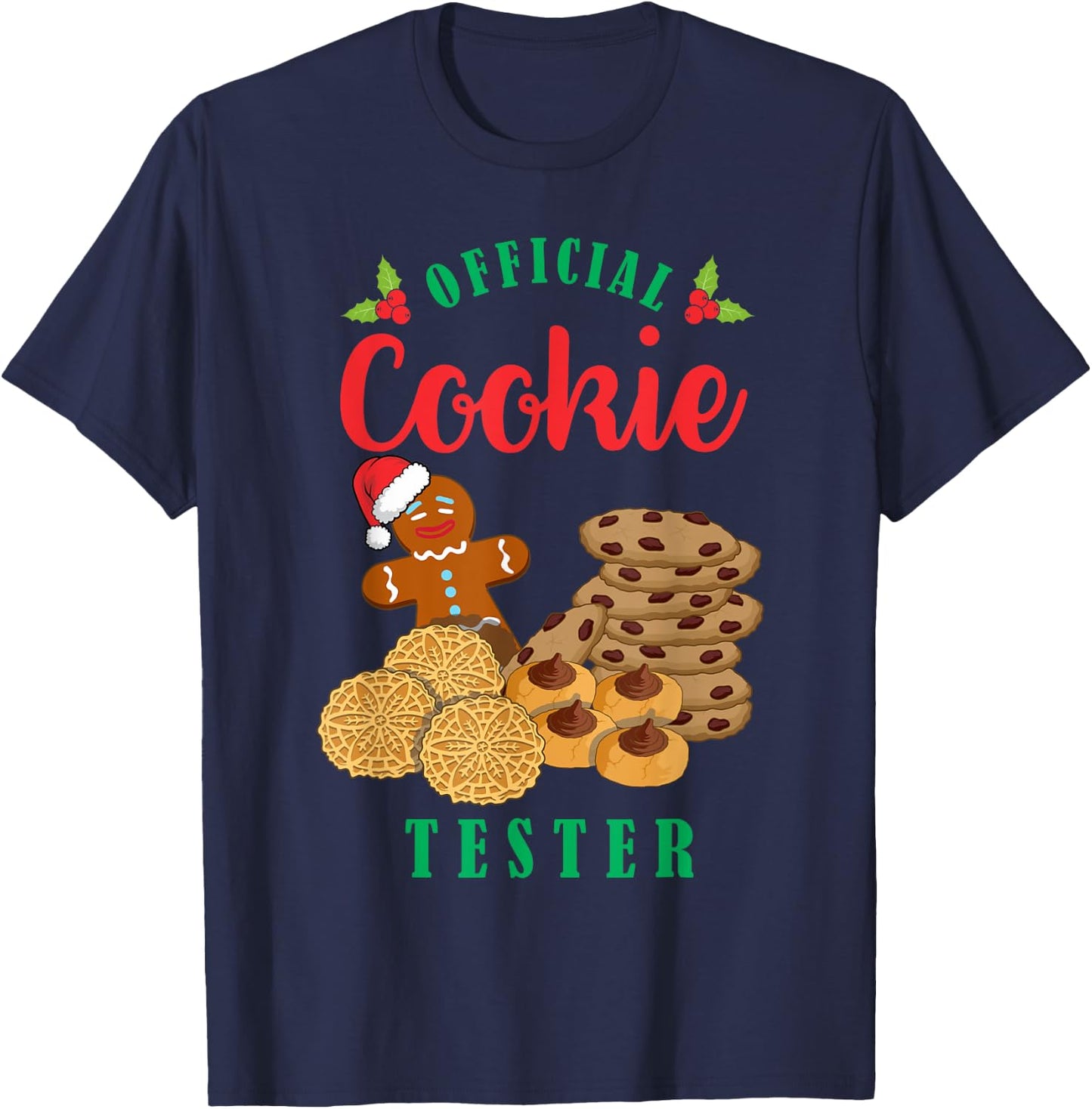 Official Cookie Taster Christmas Cookies Exchange Baker Gift T-Shirt - T-Shirt | Navy