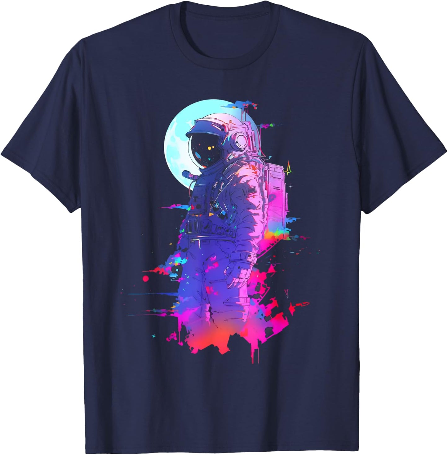 Vaporwave Aesthetic Astronaut Moon | Synthwave Space Galaxy T-Shirt - T-Shirt | Navy
