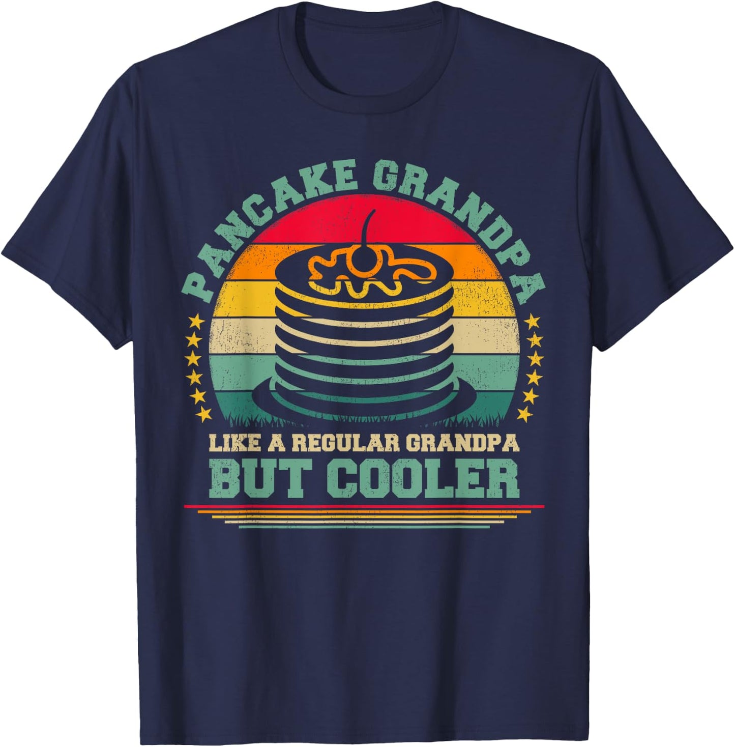 Pancake Lover Funny Vintage Pancake Grandpa Father's Day T-Shirt - T-Shirt | Navy