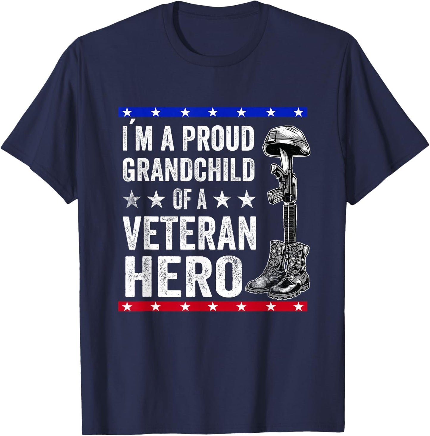 Thank You For Your Service Army Veterans Day Patriotic Kids - Black, -Kids, Small, Short Sleeve, Classic Fit, Cotton 65% Polyester 35% T-Shirt - T-Shirt | Navy