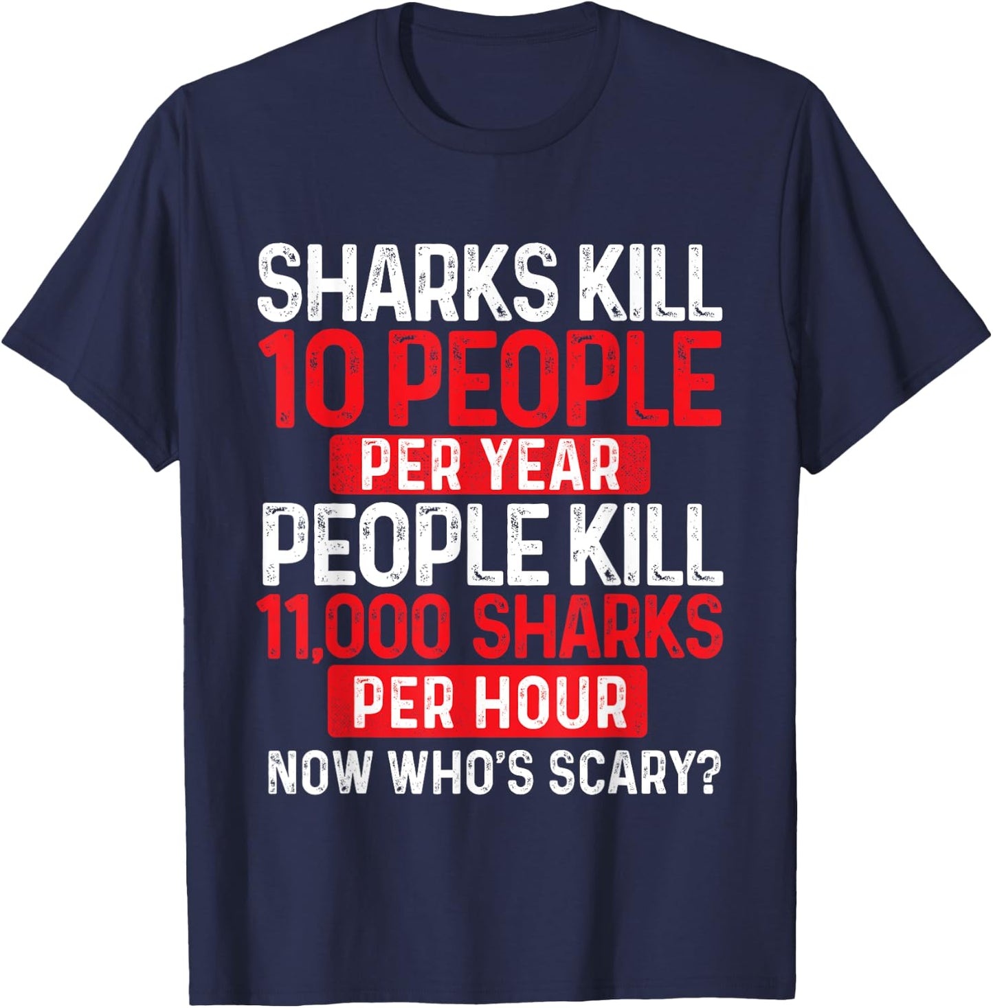 Now Who's Scary - Shark Lover Ocean Wildlife Protection T-Shirt - T-Shirt | Navy