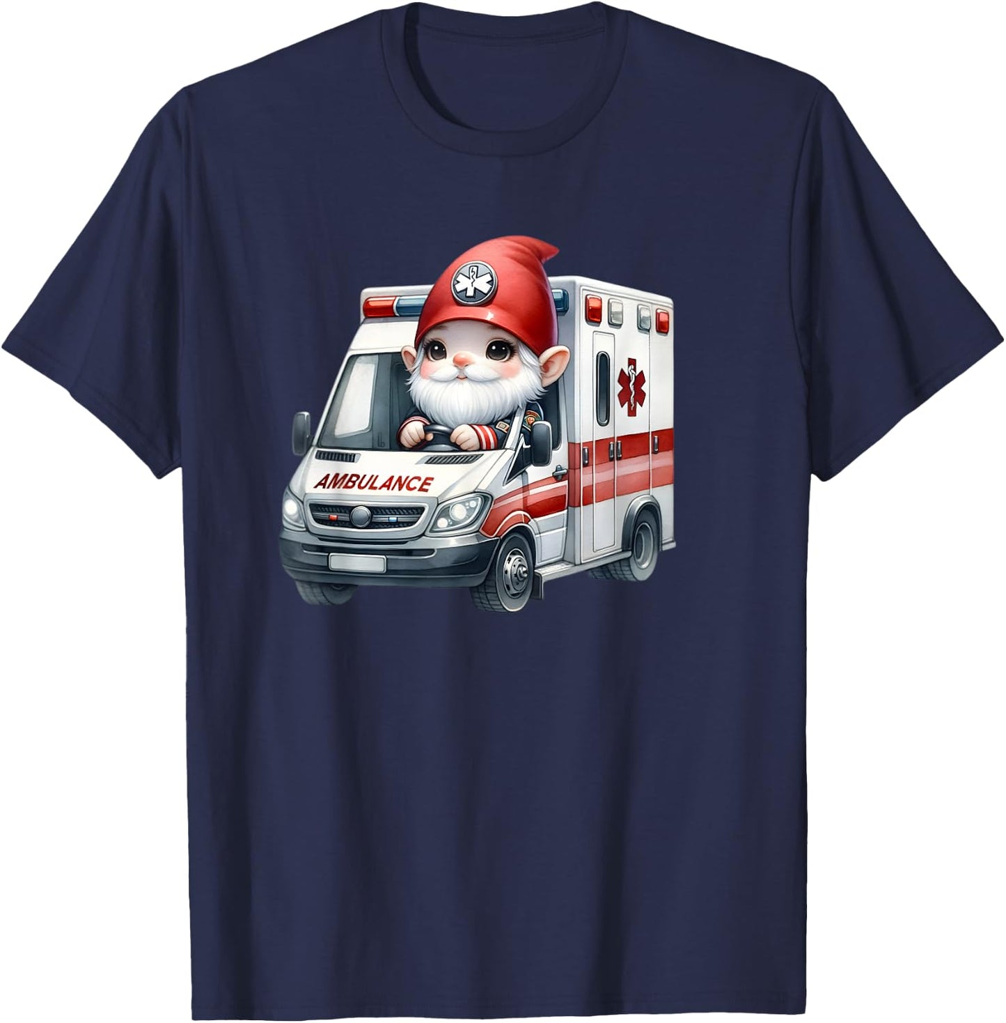 Funny Paramedic Gnome Graphic Men Ambulance Driver T-Shirt - T-Shirt | Navy