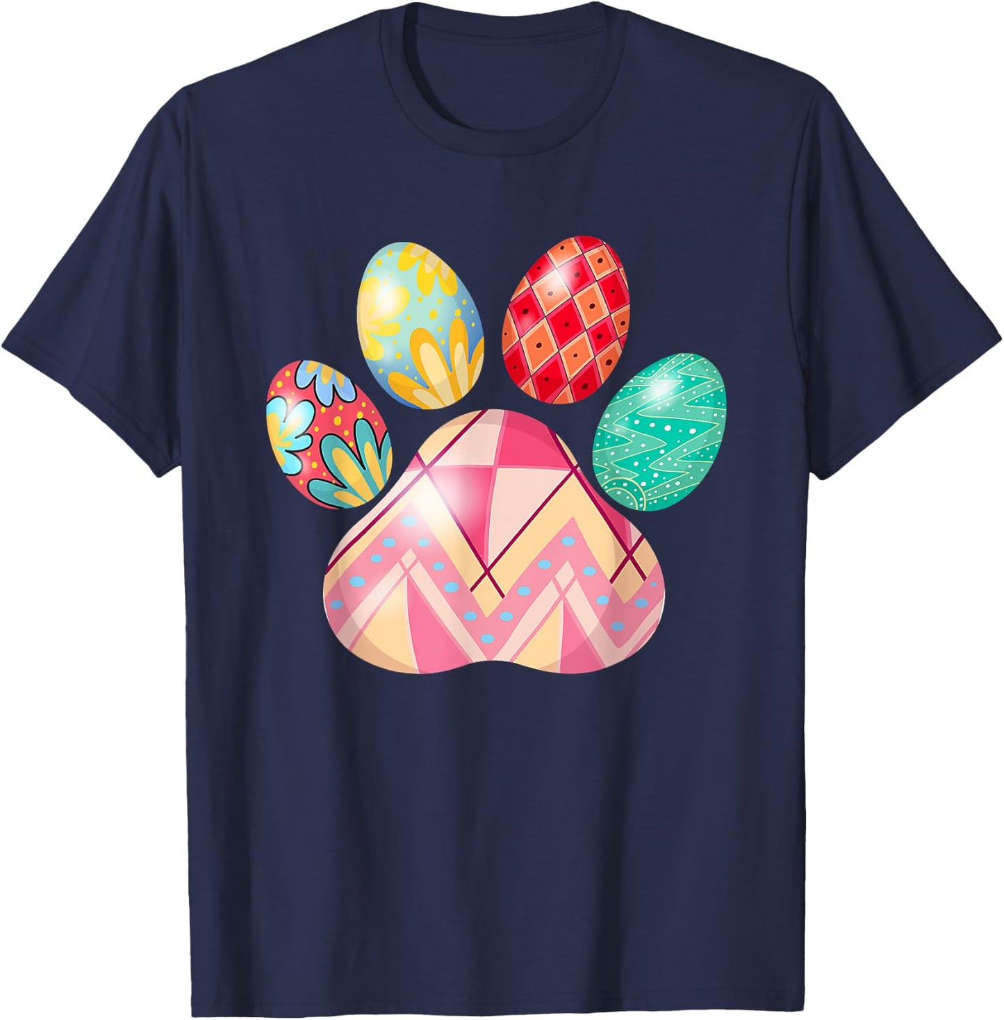 Egg Paw Print Dog Owner Lover Happy Easter Women Kids T-Shirt - T-Shirt | Navy