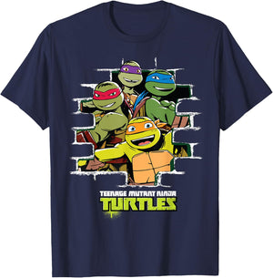 Teenage Mutant Ninja Turtles Opening Through Bricks T-Shirt - T-Shirt | Navy