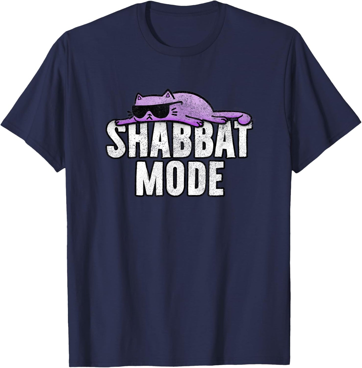 Shabbat Mode - Judaism Rest Day Cat Shirt Women Girls Kids T-Shirt - T-Shirt | Navy