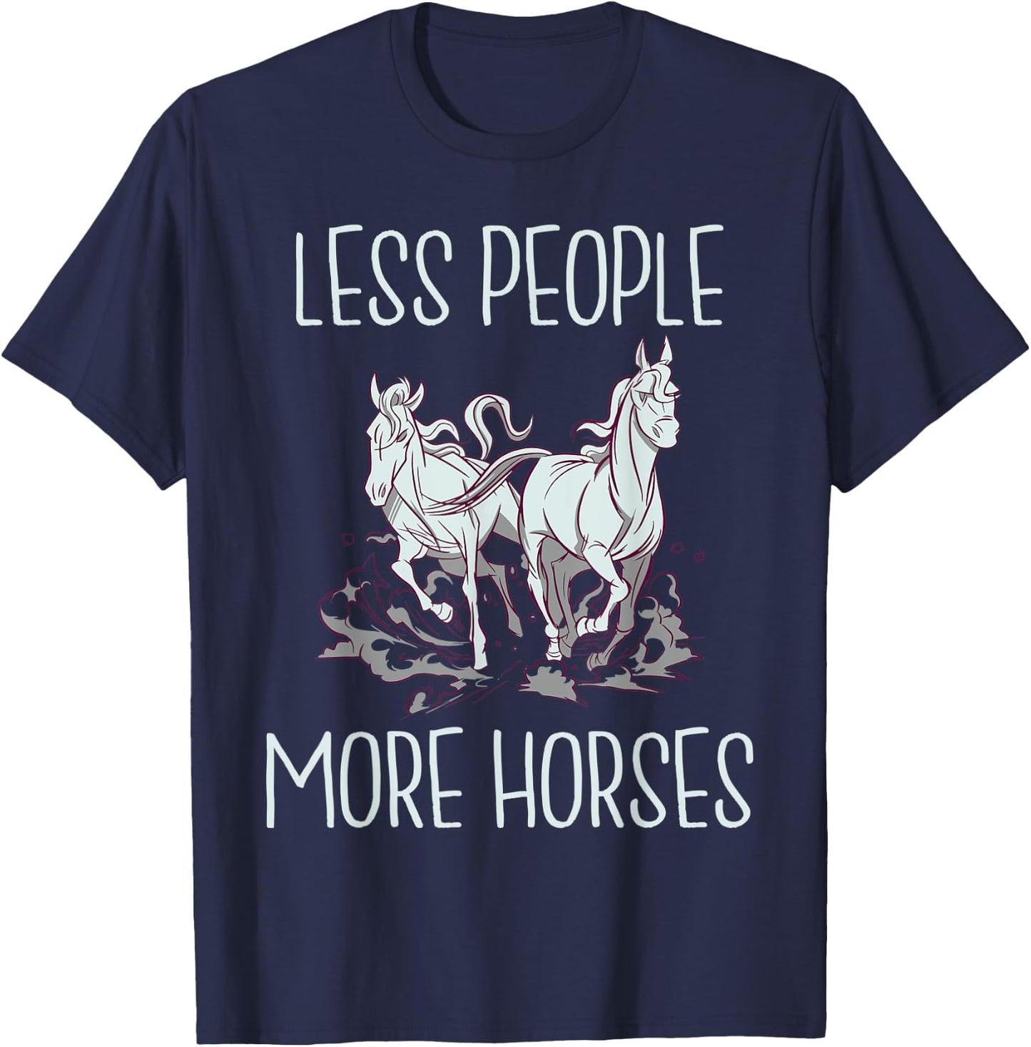 Less People more Horses Horse Riding T-Shirt - T-Shirt | Navy
