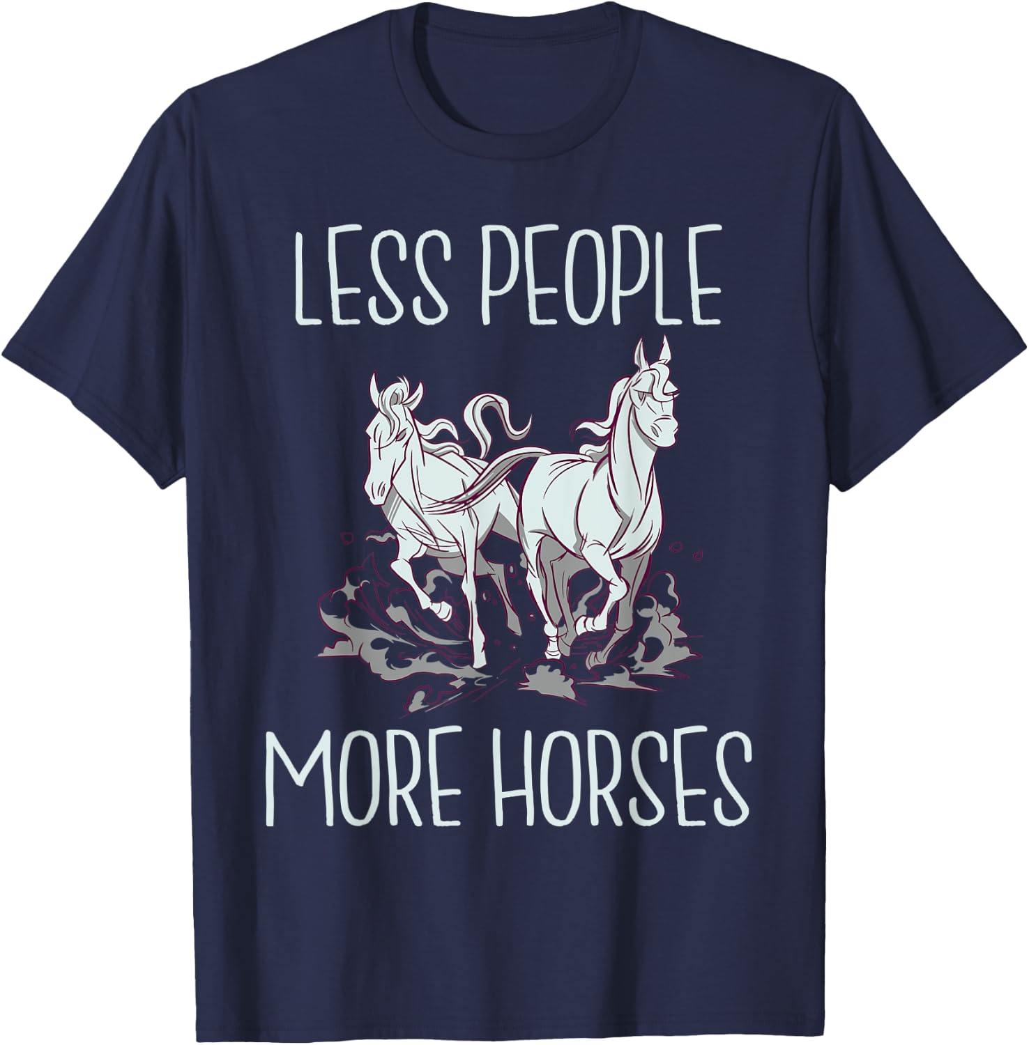 Less People more Horses Horse Riding T-Shirt - T-Shirt | Navy