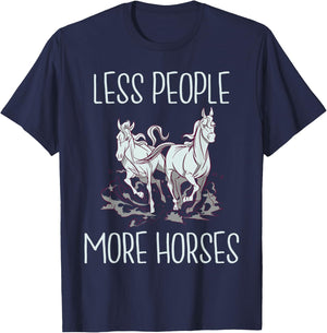 Less People more Horses Horse Riding T-Shirt - T-Shirt | Navy