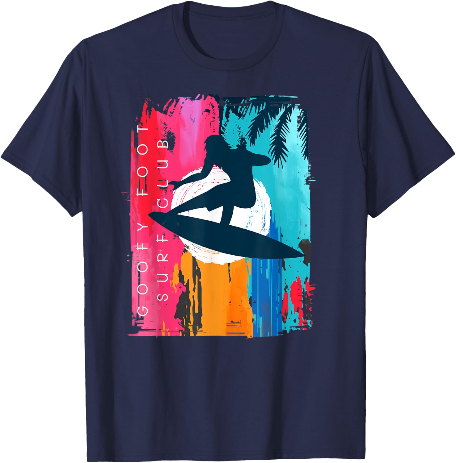 Goofy Foot Surf Club Beach Sunset Living Salty Men Women T-Shirt - T-Shirt | Navy
