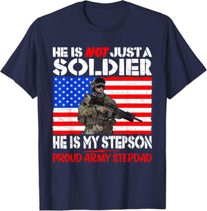 My Stepson Is A Soldier Proud Army Stepdad - Military Father T-Shirt - T-Shirt | Navy