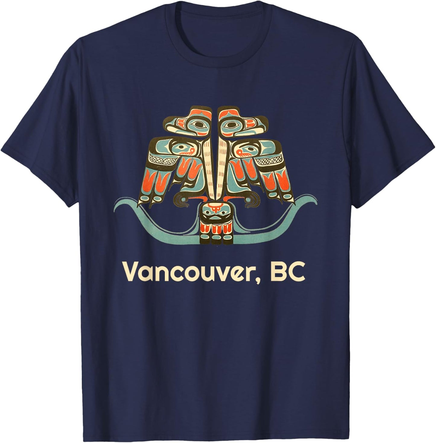 Vancouver British Columbia Canada Thunderbird BC Haida Art T-Shirt - T-Shirt | Navy