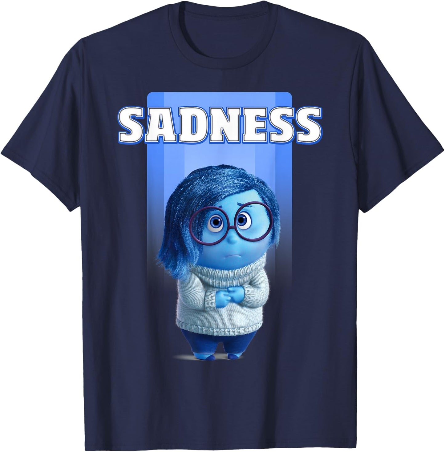 Disney Pixar Inside Out Riley's Sadness Blue Character Logo T-Shirt - T-Shirt | Navy