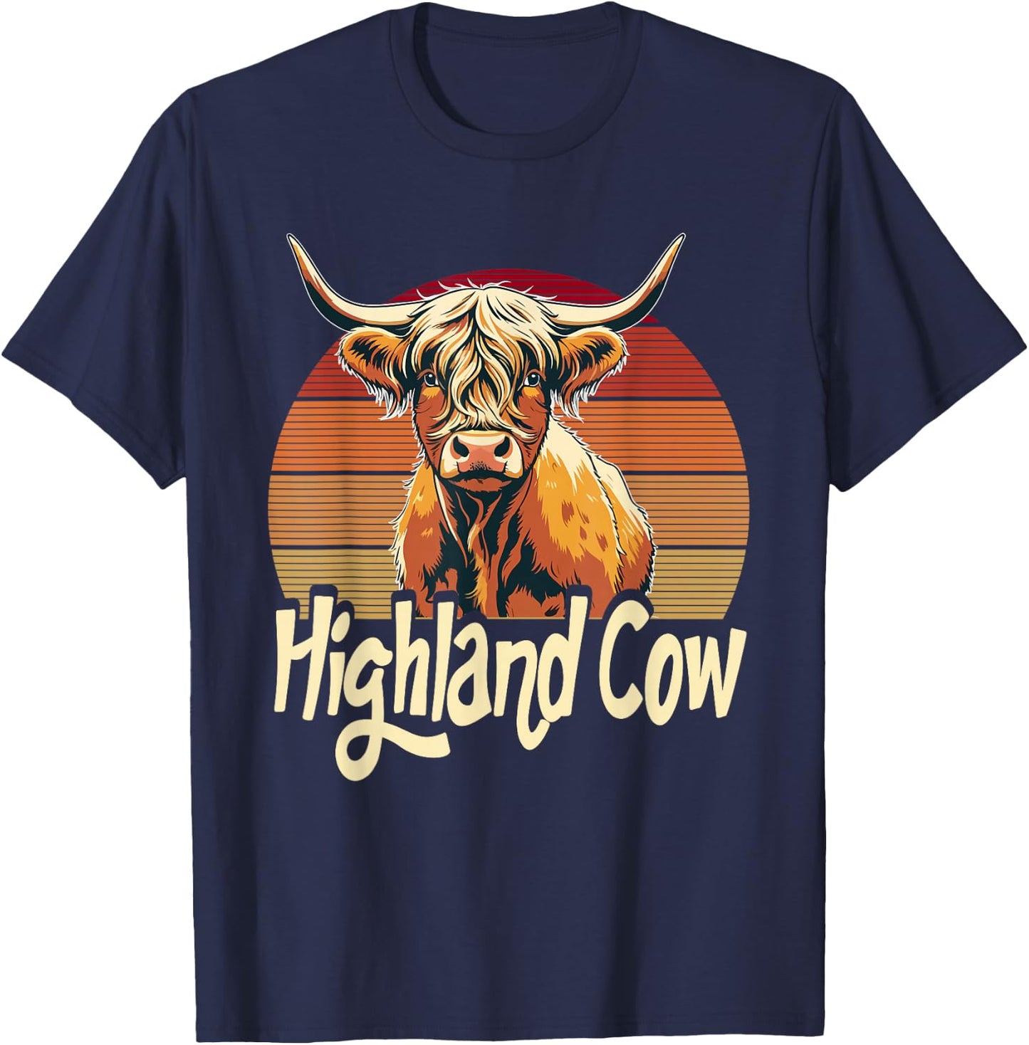 Highland Cow Lover Cattle Farmer T-Shirt - T-Shirt | Navy