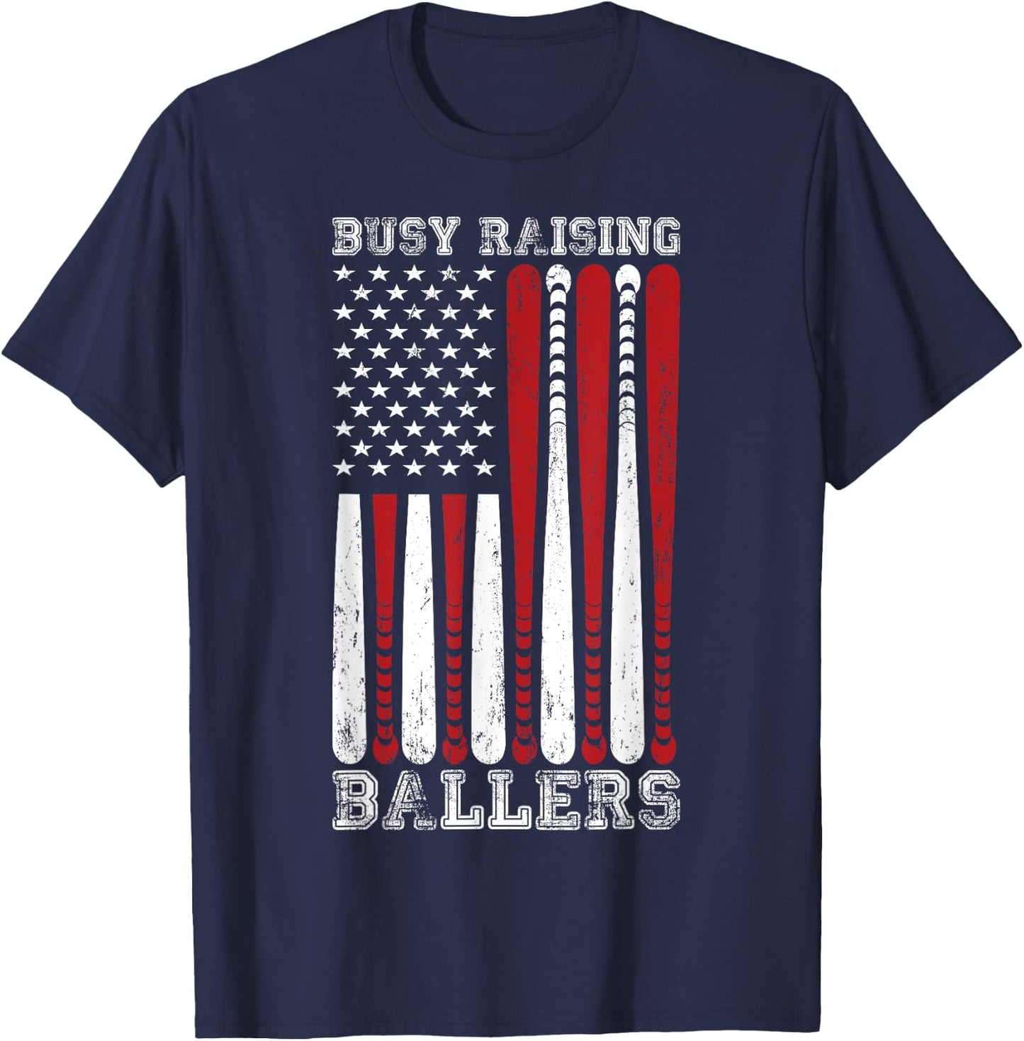 Funny Baseball - Busy Raising Ballers T-Shirt - T-Shirt | Navy