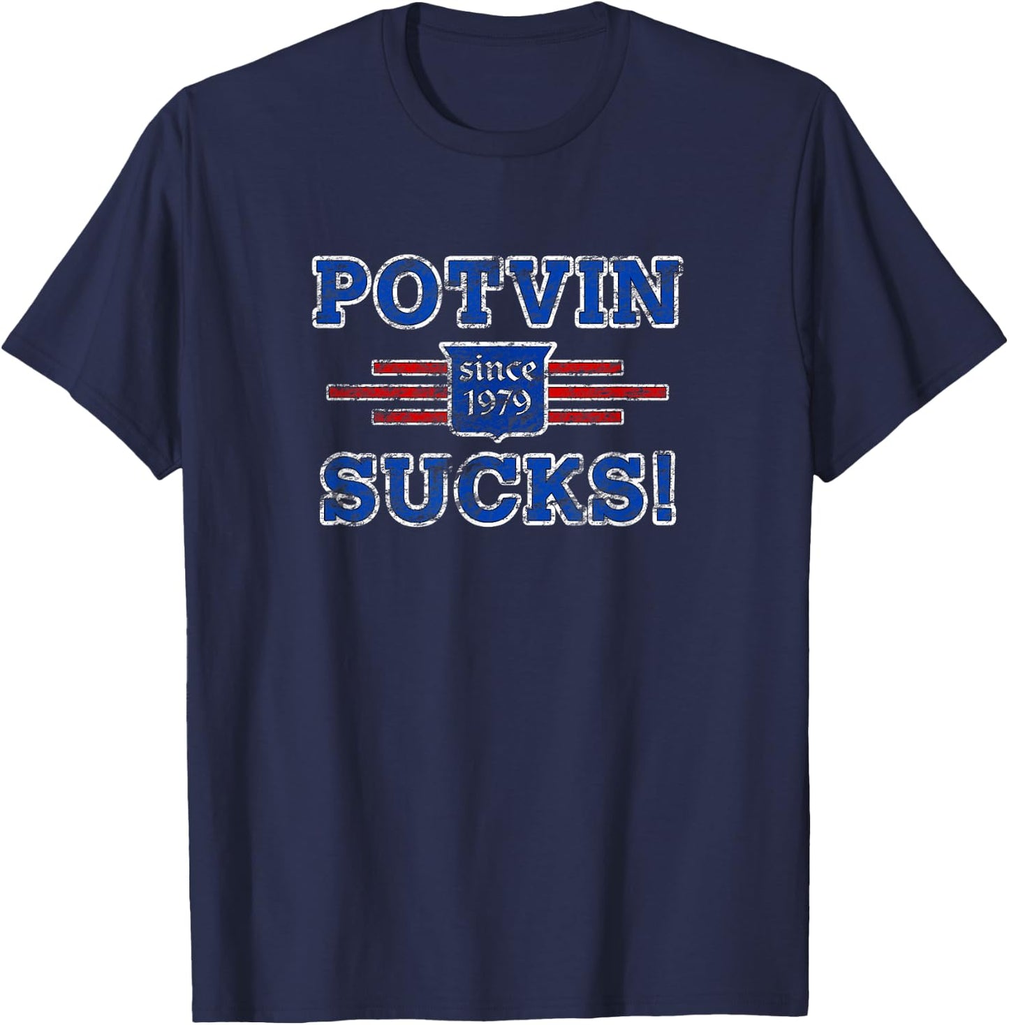 Potvin Sucks 1979 Vintage New York T-Shirt - T-Shirt | Navy