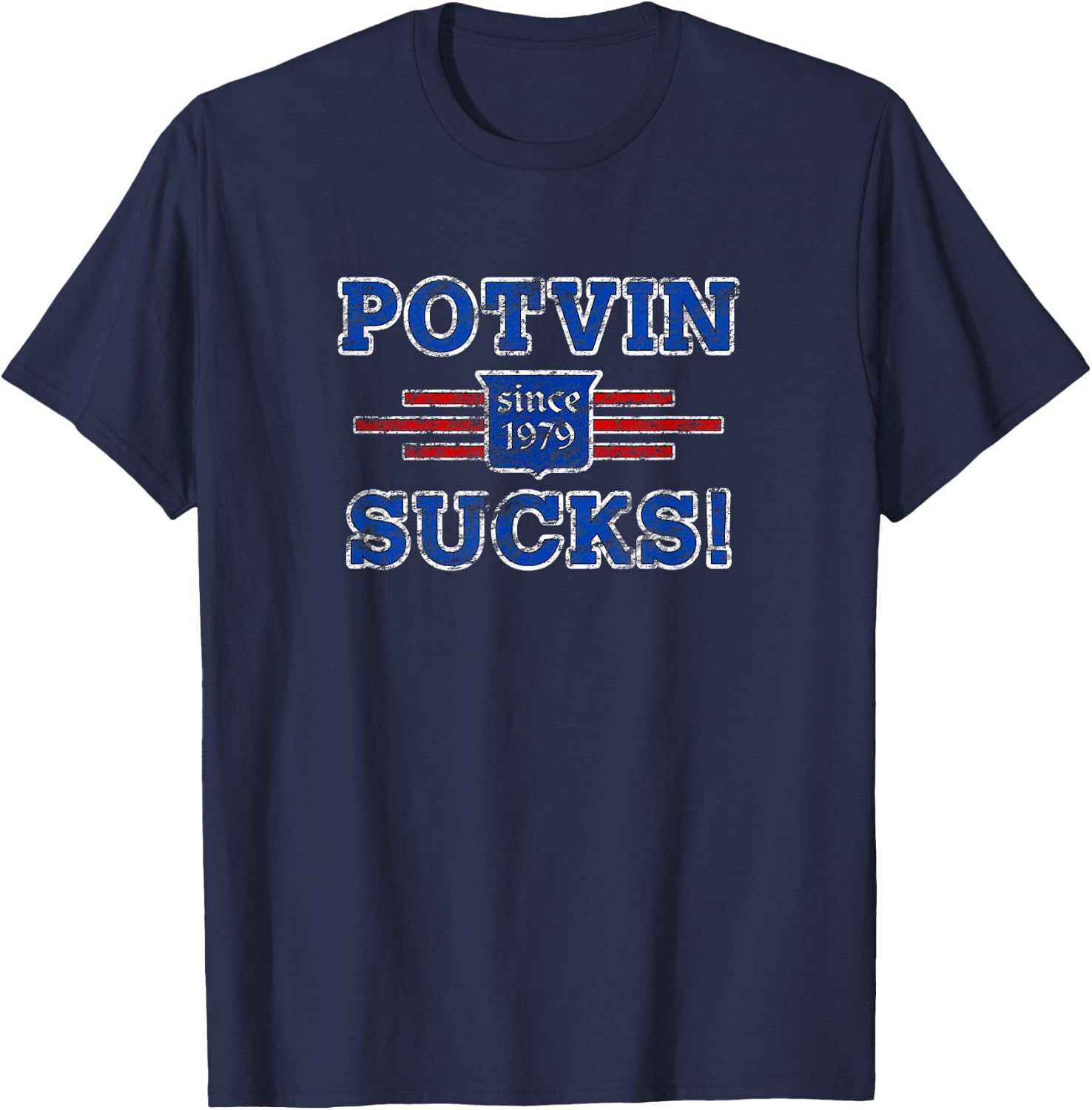 Potvin Sucks 1979 Vintage New York T-Shirt - T-Shirt | Navy