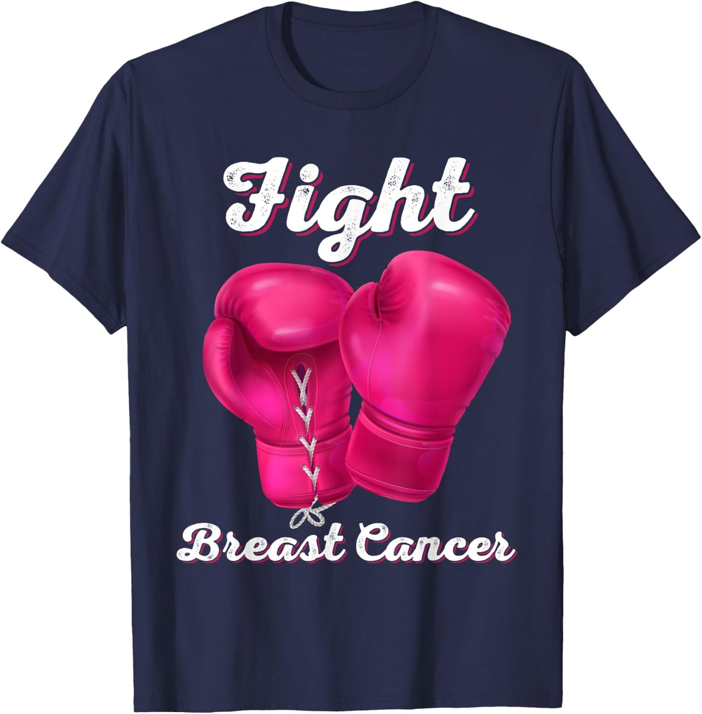 Fight Breast Cancer Boxing Gloves Breast Cancer Awareness T-Shirt - T-Shirt | Navy