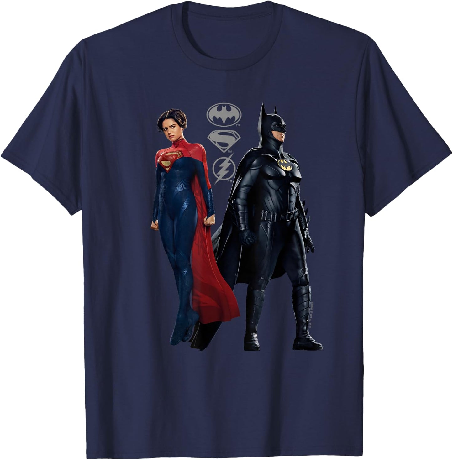 The Flash Movie Batman and Supergirl T-Shirt - T-Shirt | Navy