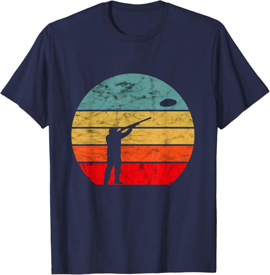 Clay Skeet Shooting Trap Shooting Retro Vintage Sunset T-Shirt - T-Shirt | Navy