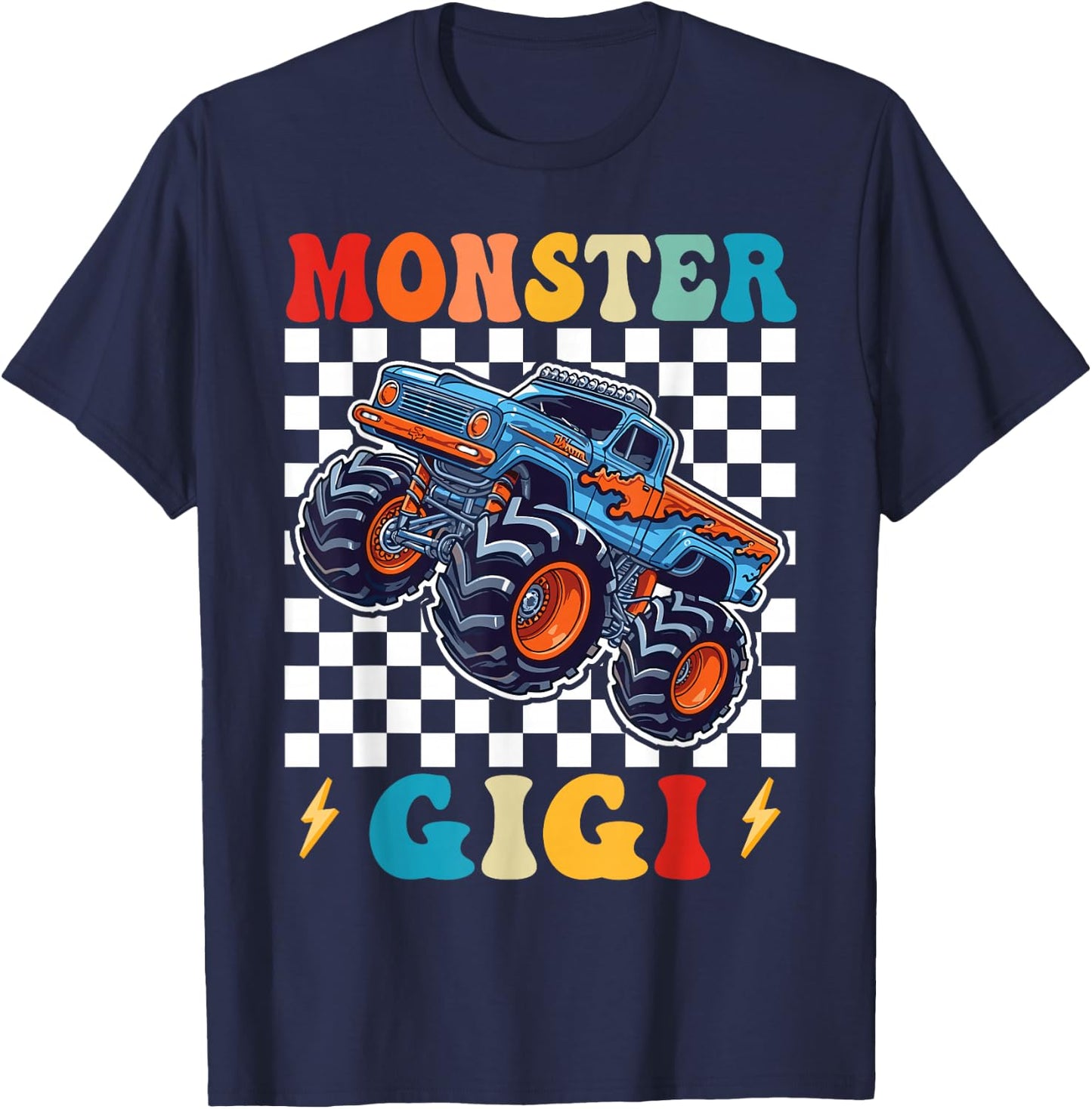 Monster Truck Gigi Family Matching Monster Trucks Birthday T-Shirt - T-Shirt | Navy
