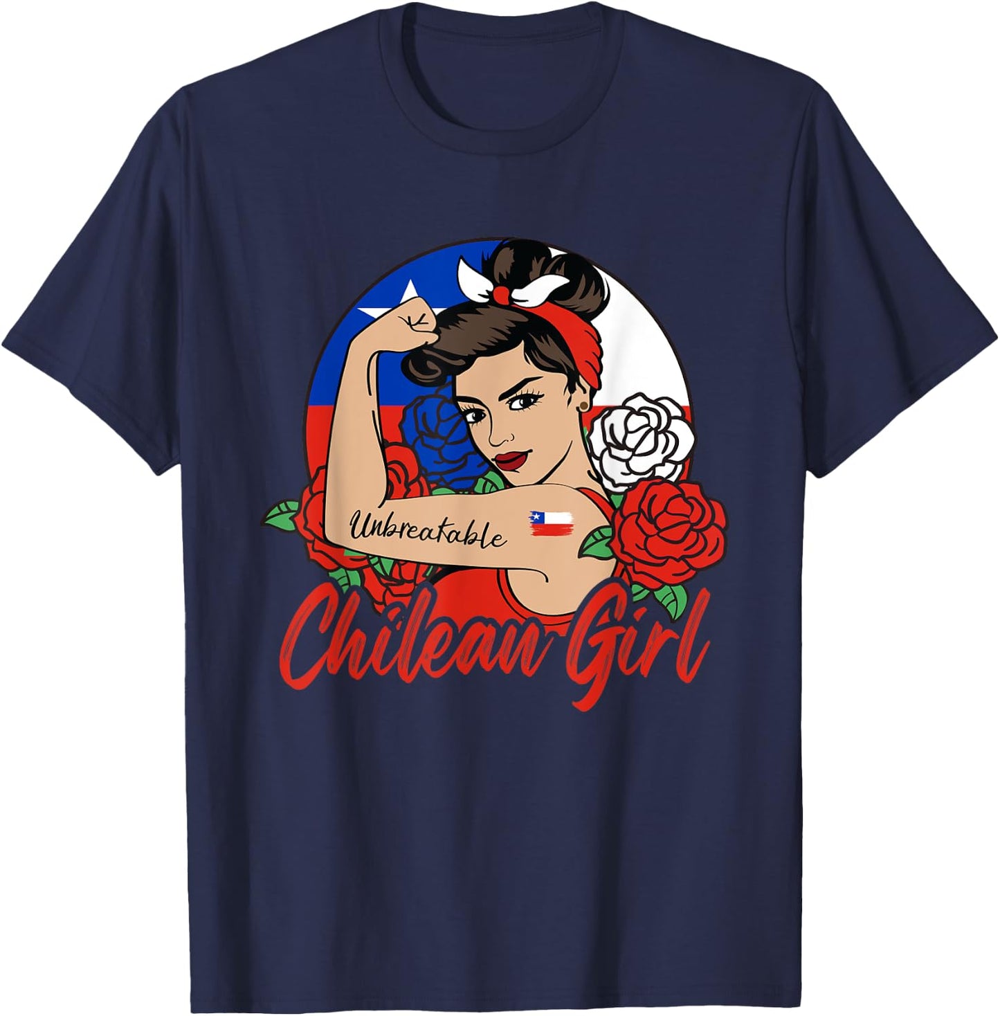 Chile Girl Chilean Mujer Chilena flag T-Shirt - T-Shirt | Navy