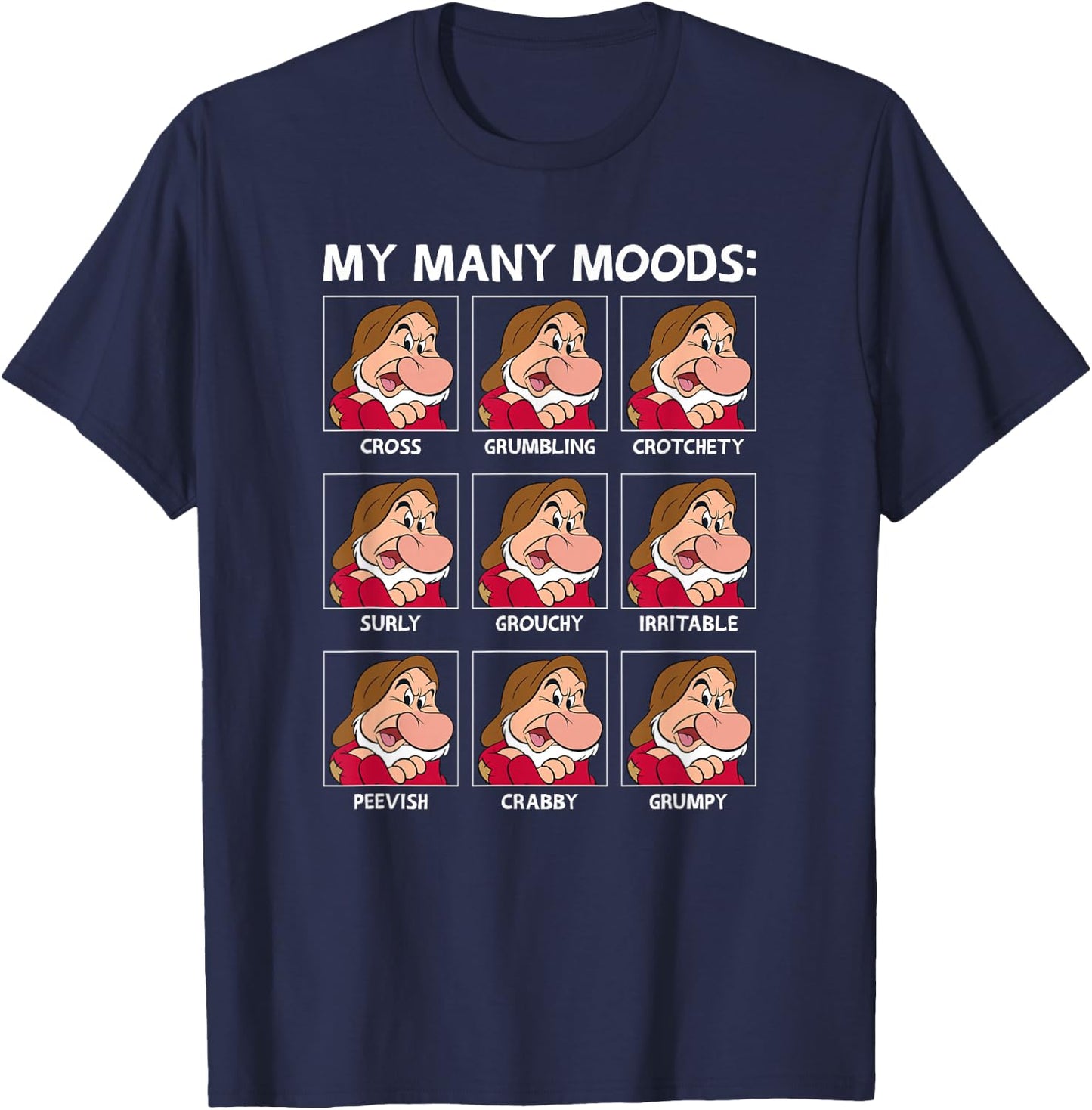 Disney Snow White and The Seven Dwarfs Grumpy's Many Moods T-Shirt - T-Shirt | Navy